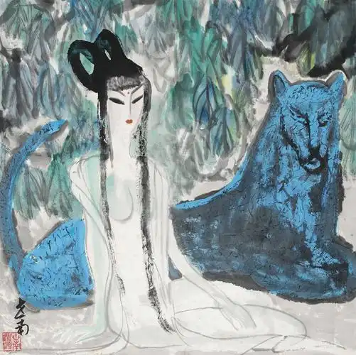 0356山鬼图镜片设色纸本