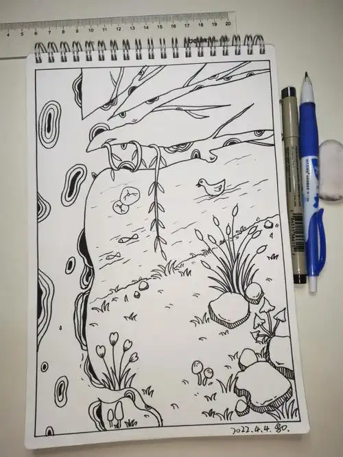 森林小场景简笔画画法原创55