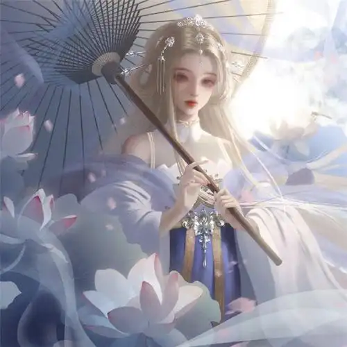 仙气女生单人古风打伞动漫头像图片