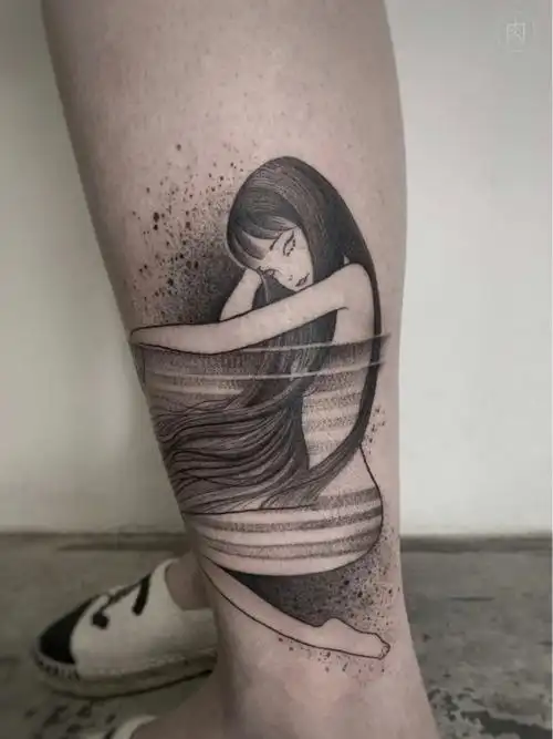 女小腿纹身图案大全