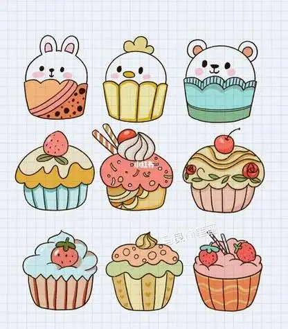 甜点简笔画可爱食物图片甜点简笔画