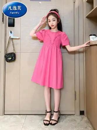 凡逸芙童装女童连衣裙夏季新款甜美女孩夏装中大童儿童时尚韩版公主裙