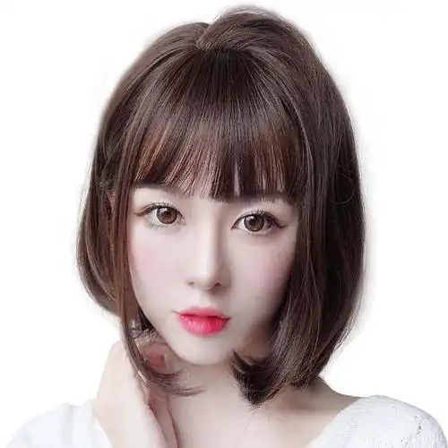 假发短发bobo头内韩国空气刘海短卷发修脸蓬松日常整顶假发