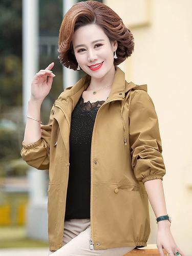 夹克外套时尚新款上衣中老年女春秋风衣洋气薄款大码中年妈妈春装