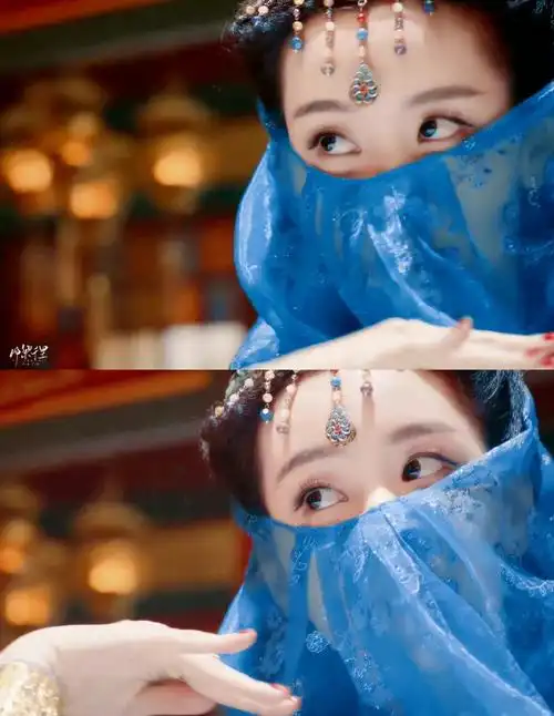 古装剧9位蓝色面纱美人白鹿赵露思谁更媚赵丽颖冷艳热巴遮脸还是顶级