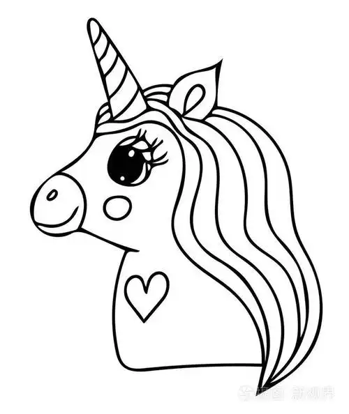 插画 独角兽黑线隔离. 神奇可爱的动物. 矢量艺术品.