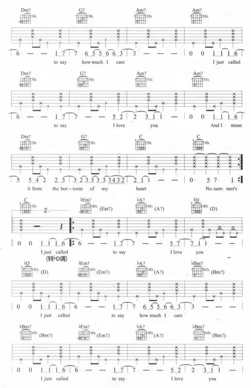 i just called to say i love you stevie wonder 吉他谱 和弦谱