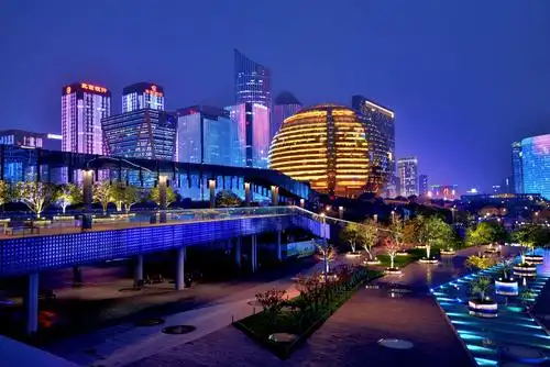 杭州西溪湿地公园杭州植物园城市阳台夜景