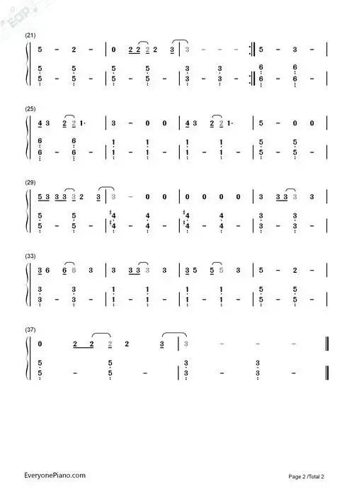 neverfaraway鬼怪ost双手简谱预览2