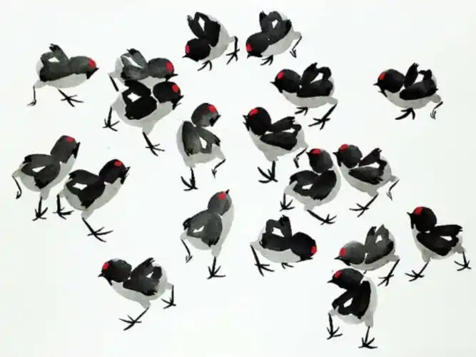 水墨画小鸡的动态规律