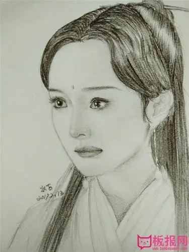 青丘帝姬白浅素描画,杨幂图片素描