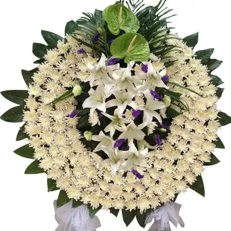 鲜花花圈/花落水流 白色 普通版:直径0.7米高1.2米