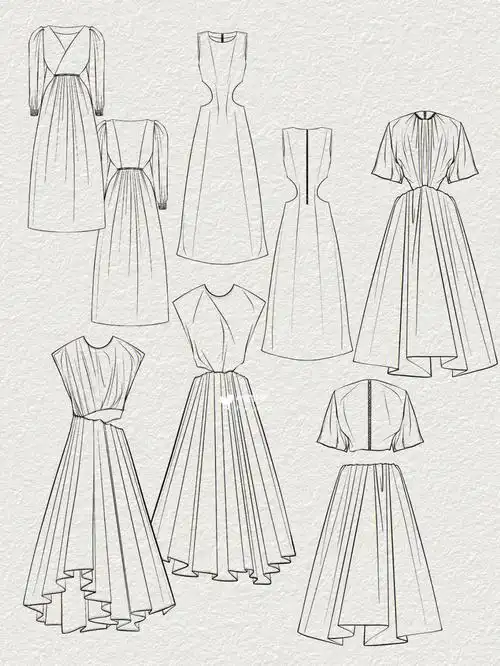 服装设计手绘南法风连衣裙设计