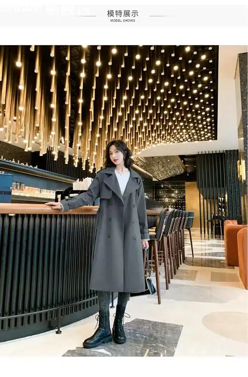 示诗长风衣女长风衣女长款风衣女生风衣女中长款2022年春装新款英伦风