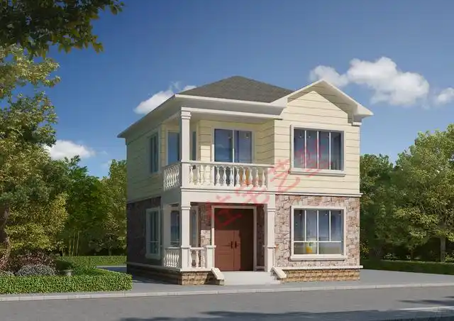 农村二层田园风别墅,占地不足70平方米