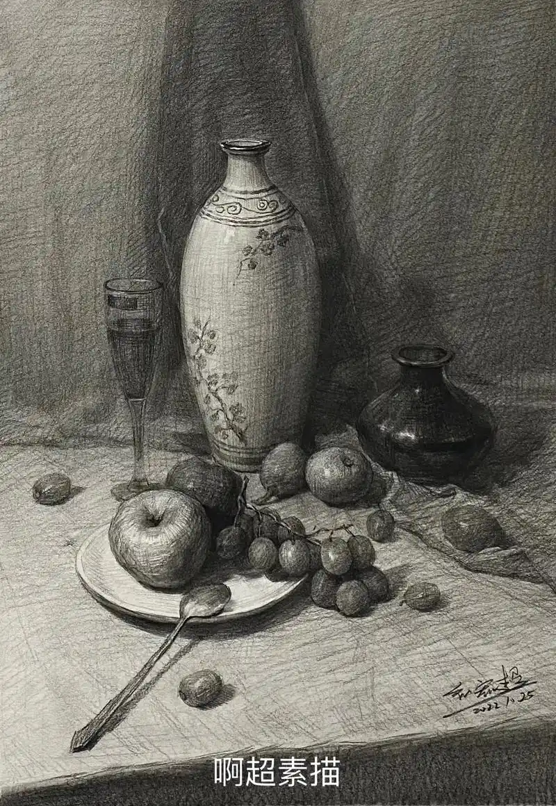 努力的画好自己的感觉#素描静物 #美术 - 抖音
