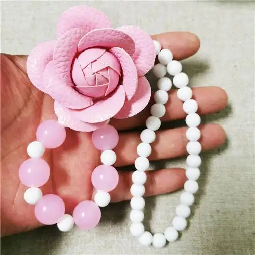 卡通粉色贝壳儿童项链小女孩女童项链手链珍珠海豚山茶花手链套装