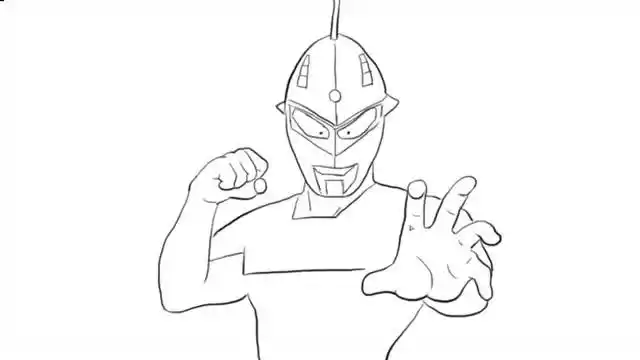 帅气的赛文奥特曼儿童亲子简笔画