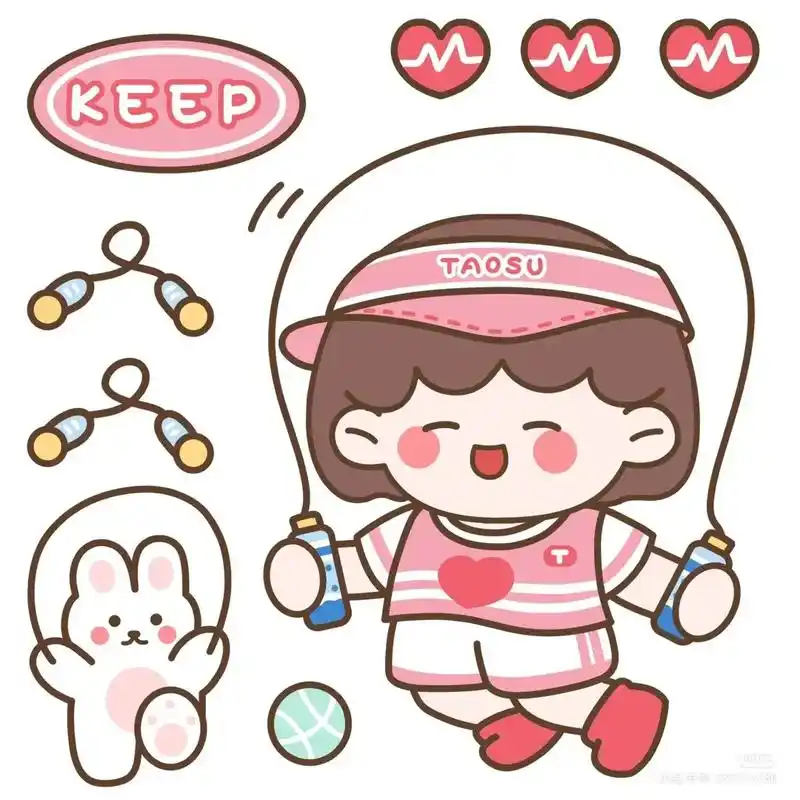 手帐l女孩运动健康可爱手帐贴纸#素材 #手帐  - 抖音