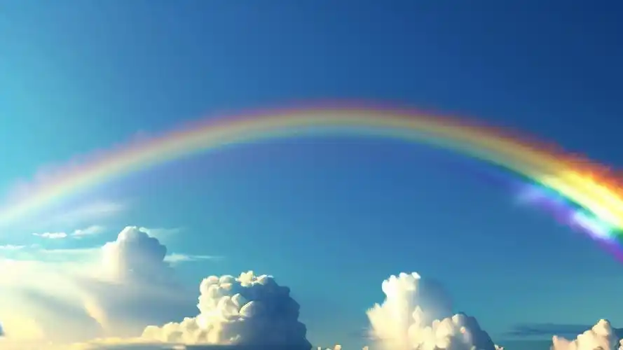 可爱背景图横屏🌈,蓝天白云下的彩虹✨