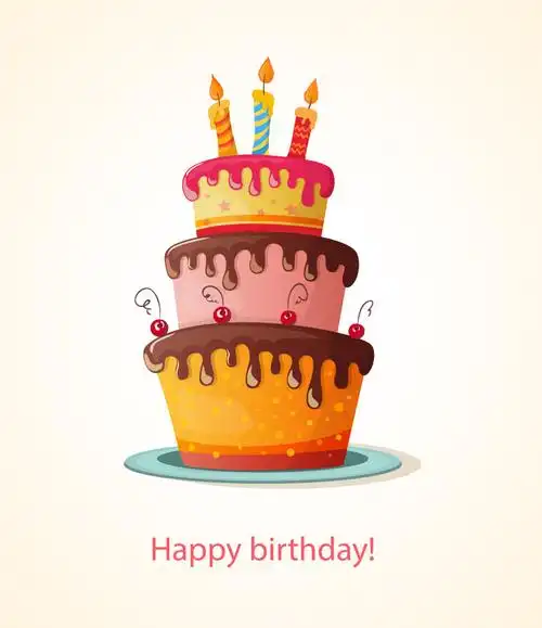 矢量卡通奶油生日蛋糕插图