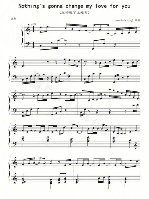 《nothings gonna change my love for you》钢琴谱