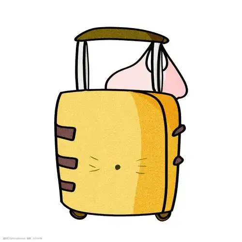 手绘创意行李箱插画 黄色的行李箱 沉重的行李箱 春运回家插画 卡通