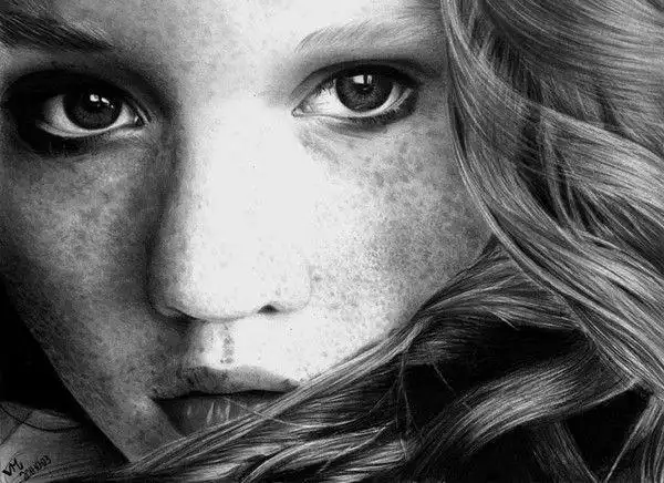 单色绘画:精致的人物肖像素描 - 石墨阁 - 石墨阁
