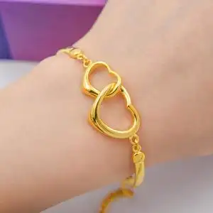 沙金手链女韩版心形简约仿黄金个性小鱼女士手链时尚款女2019新款