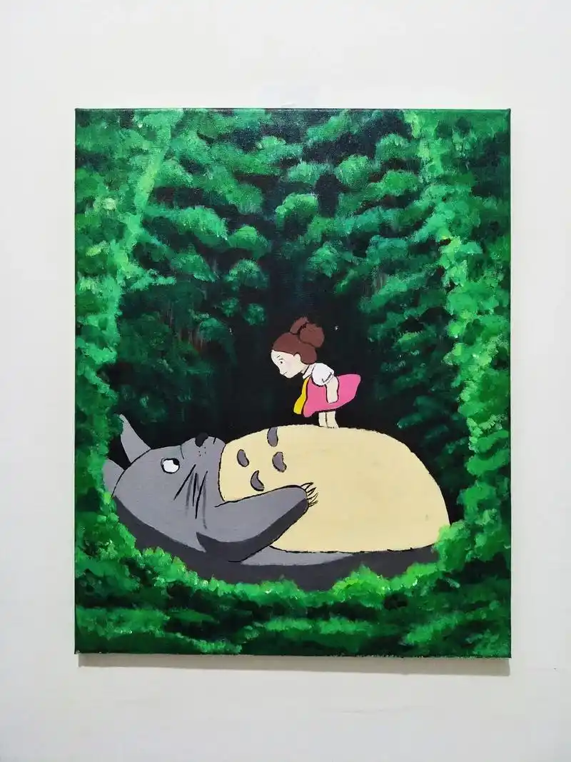 龙猫丙烯画装饰画绘画步骤