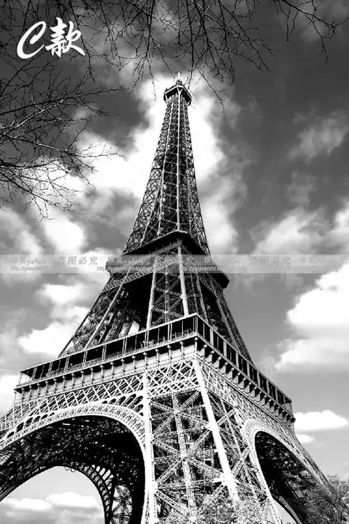 复古巴黎埃菲尔铁塔墙纸定制大型壁画玄关走廊背景墙客厅无缝壁纸