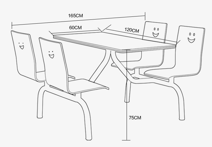 食堂餐桌椅学生员工连体餐桌组合经济型4人6人8人酒店快餐桌椅