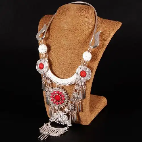 云南民族风苗族侗族配饰 舞台演出苗银项圈 少数民族服装配饰