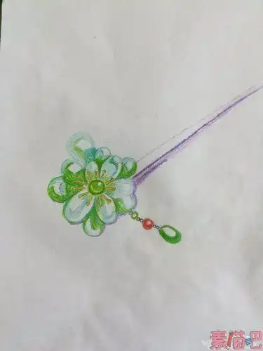 发簪古代发簪手绘彩铅彩铅发簪玉簪简笔画古代心形白金金钗满天星钻石