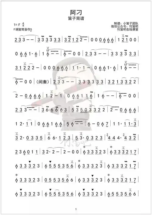 满足竹笛简谱_竹笛简谱