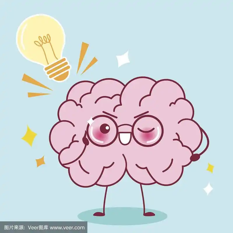 可爱的卡通聪明的大脑