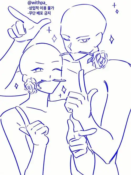 素材参考|情侣cp线稿素材 ✨