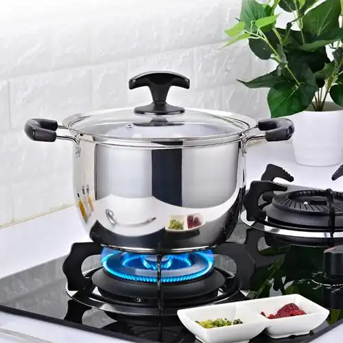 不锈钢汤锅双耳煮锅家用燃气电磁炉小锅煮粥锅具双耳汤锅