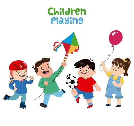 4个卡通玩耍儿童矢量素材_矢量人物_懒人图库