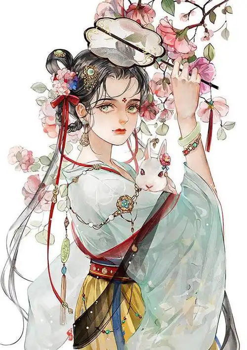 中国风浓郁的二次元美女插画人物有一种孤婉的气质