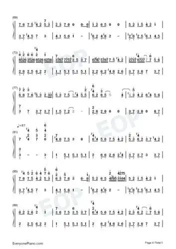 余年-原声版双手简谱预览4