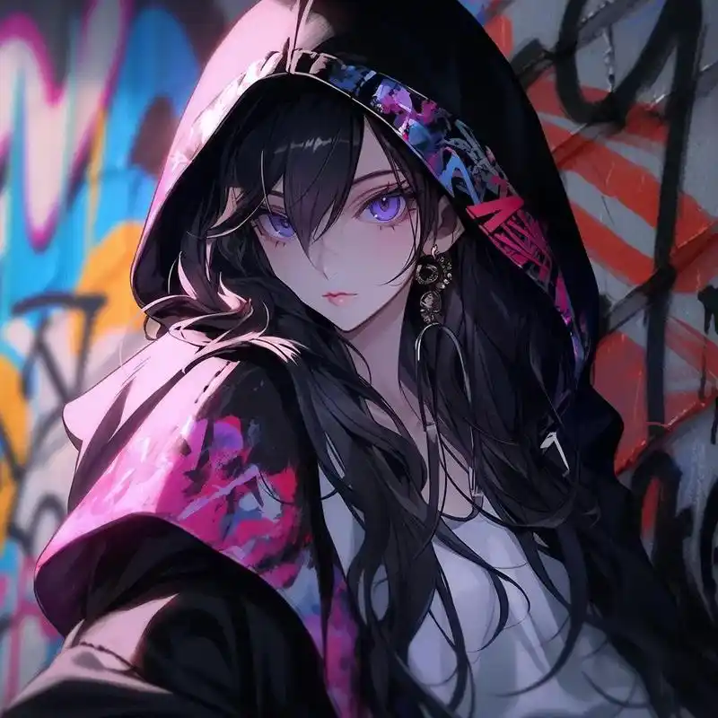 嘻哈风格少女#动漫女头 #女生头像 #优质女头 #ai绘画 - 抖音