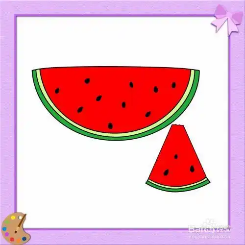 西瓜皮简笔画彩色儿童