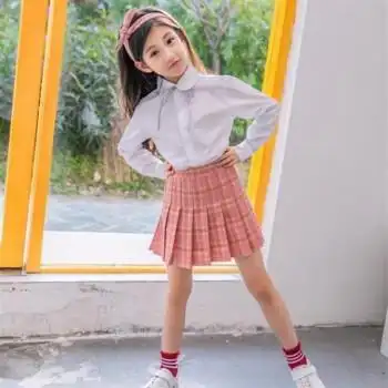 黑色短裙儿童裙子 粉色格子裙-防走光学生裙>时尚小闺女中童洋气甜美