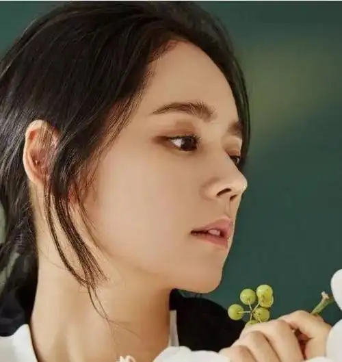 从侧脸看,韩佳人的额头到鼻尖几乎是成s型曲线的,侧颜看尤为迷人,所以