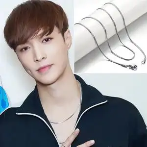 张艺兴同款项链银色扁蛇骨链钛钢防过敏流行气质个性嘻哈复古潮男