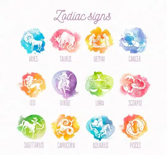 12款水彩绘星座标志矢量图