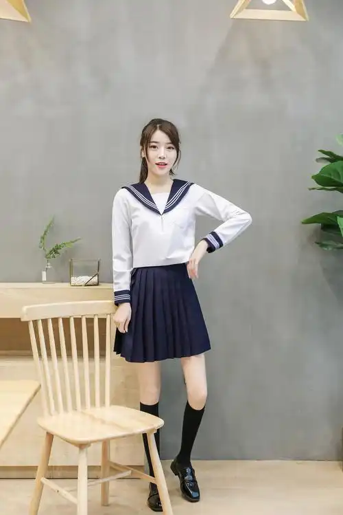 珈岑 水手服秋季日韩学生装水手服白三本制服舞台装表演服学院派校服