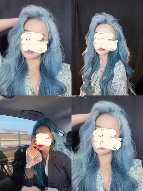 上海女士发型设计 #伊一发型设计中发色~梦幻氛围感冰蓝色d紫要冰