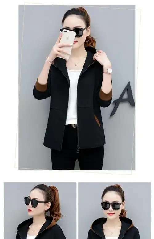 外套女春秋短款2019时尚韩版宽松连帽休闲小夹克衫薄款春天上衣潮_淘